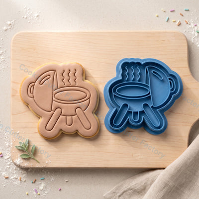 BBQ Grill Cookie Cutter and Embosser Stamp - Father's Day Party Cookies