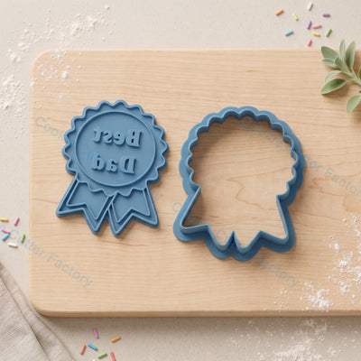 Best Dad Award Ribbon Cookie Cutter and Embosser Stamp - Father's Day Cookies