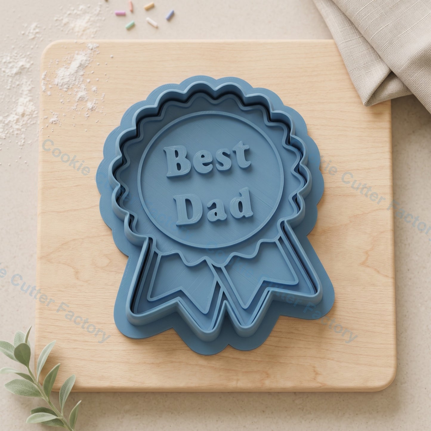 Best Dad Award Ribbon Cookie Cutter and Embosser Stamp - Father's Day Cookies