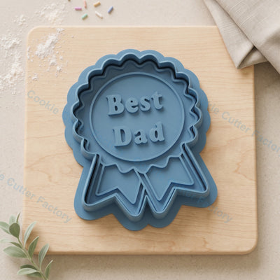 Best Dad Award Ribbon Cookie Cutter and Embosser Stamp - Father's Day Cookies