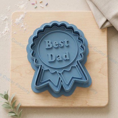 Best Dad Award Ribbon Cookie Cutter and Embosser Stamp - Father's Day Cookies