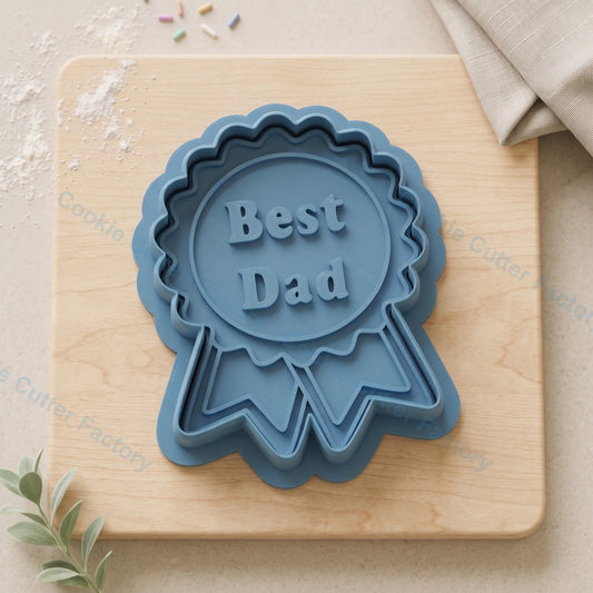 Best Dad Award Ribbon Cookie Cutter and Embosser Stamp - Father's Day Cookies