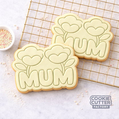 MUM Floral Bubble Text Mother's Day Cookie Cutter and Embosser Set
