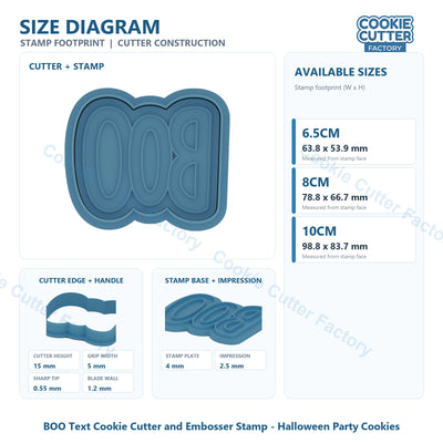 BOO Text Cookie Cutter and Embosser Stamp - Halloween Party Cookies