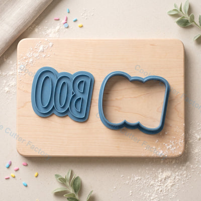 BOO Text Cookie Cutter and Embosser Stamp - Halloween Party Cookies