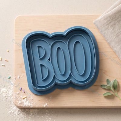 BOO Text Cookie Cutter and Embosser Stamp - Halloween Party Cookies