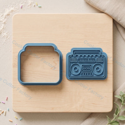 Boombox Cookie Cutter and Embosser Stamp - Retro 80s Music Party Cookies