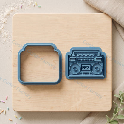 Boombox Cookie Cutter and Embosser Stamp - Retro 80s Music Party Cookies