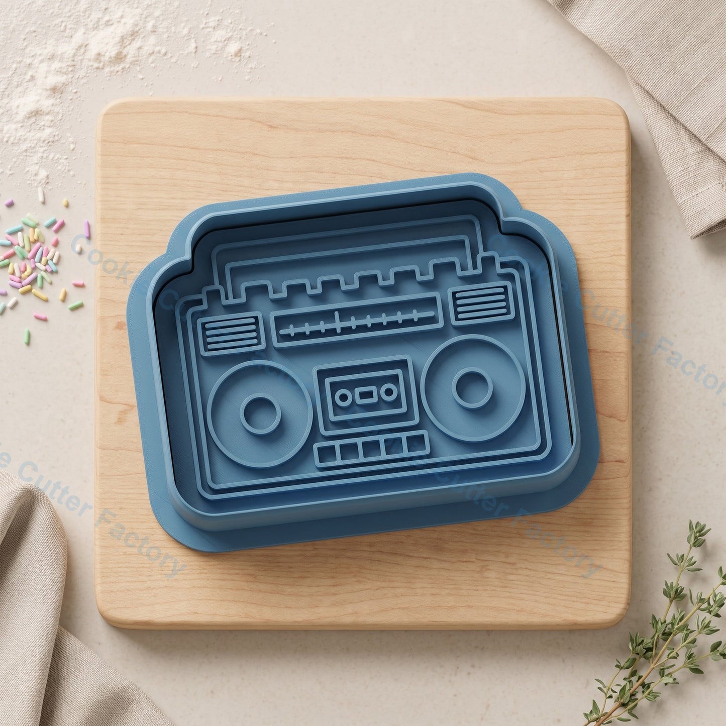 Boombox Cookie Cutter and Embosser Stamp - Retro 80s Music Party Cookies