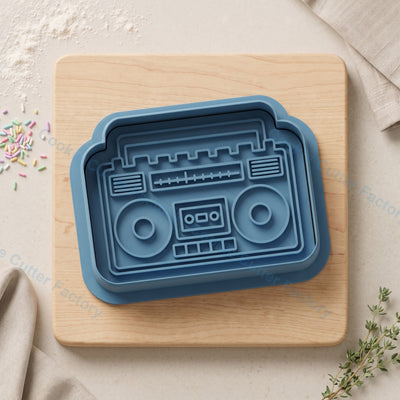 Boombox Cookie Cutter and Embosser Stamp - Retro 80s Music Party Cookies