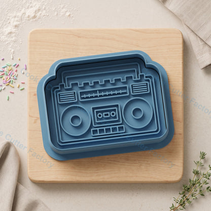 Boombox Cookie Cutter and Embosser Stamp - Retro 80s Music Party Cookies