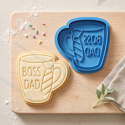 Boss Dad Mug Cookie Cutter and Embosser Stamp - Father's Day Gift