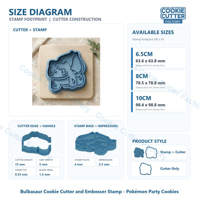 Bulbasaur Cookie Cutter and Embosser Stamp - Pokémon Party Cookies