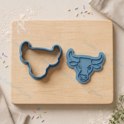 Bull Head Cookie Cutter and Embosser Stamp - Animal Mascot Party Cookies