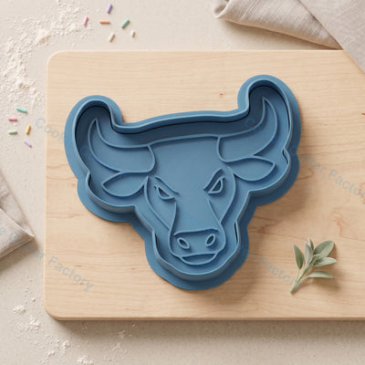 Bull Head Cookie Cutter and Embosser Stamp - Animal Mascot Party Cookies