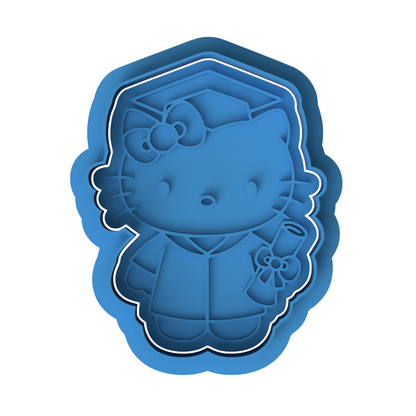Hello Kitty Graduation Gown Cookie Cutter and Embosser Stamp Set | Sanrio, Grad Cap