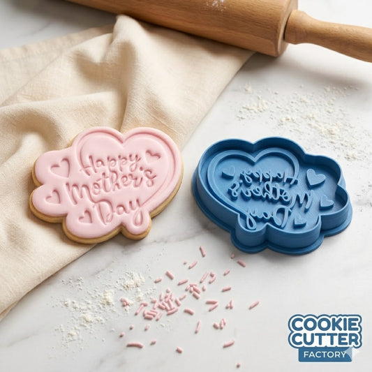 Happy Mother's Day Heart Swirl Mother's Day Cookie Cutter and Embosser Set