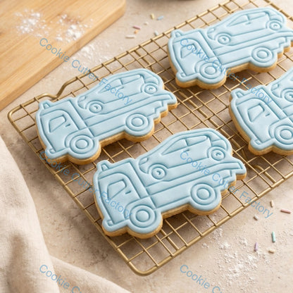 Car Carrier Tow Truck Cookie Cutter and Stamp - Transport Vehicle Baking Tool