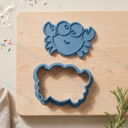 Cartoon Crab Face Cookie Cutter and Embosser Stamp - Sea Life Party