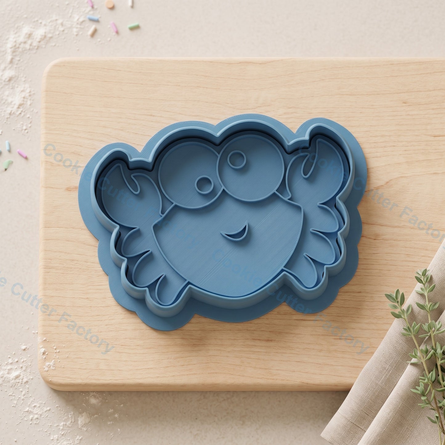 Cartoon Crab Face Cookie Cutter and Embosser Stamp - Sea Life Party