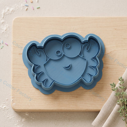 Cartoon Crab Face Cookie Cutter and Embosser Stamp - Sea Life Party