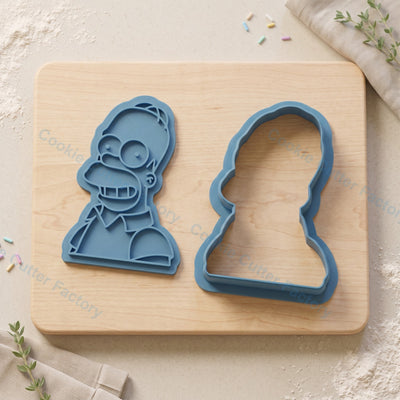 Homer Cartoon Dad Face Cookie Cutter and Embosser Stamp - Father's Day Party Cookies