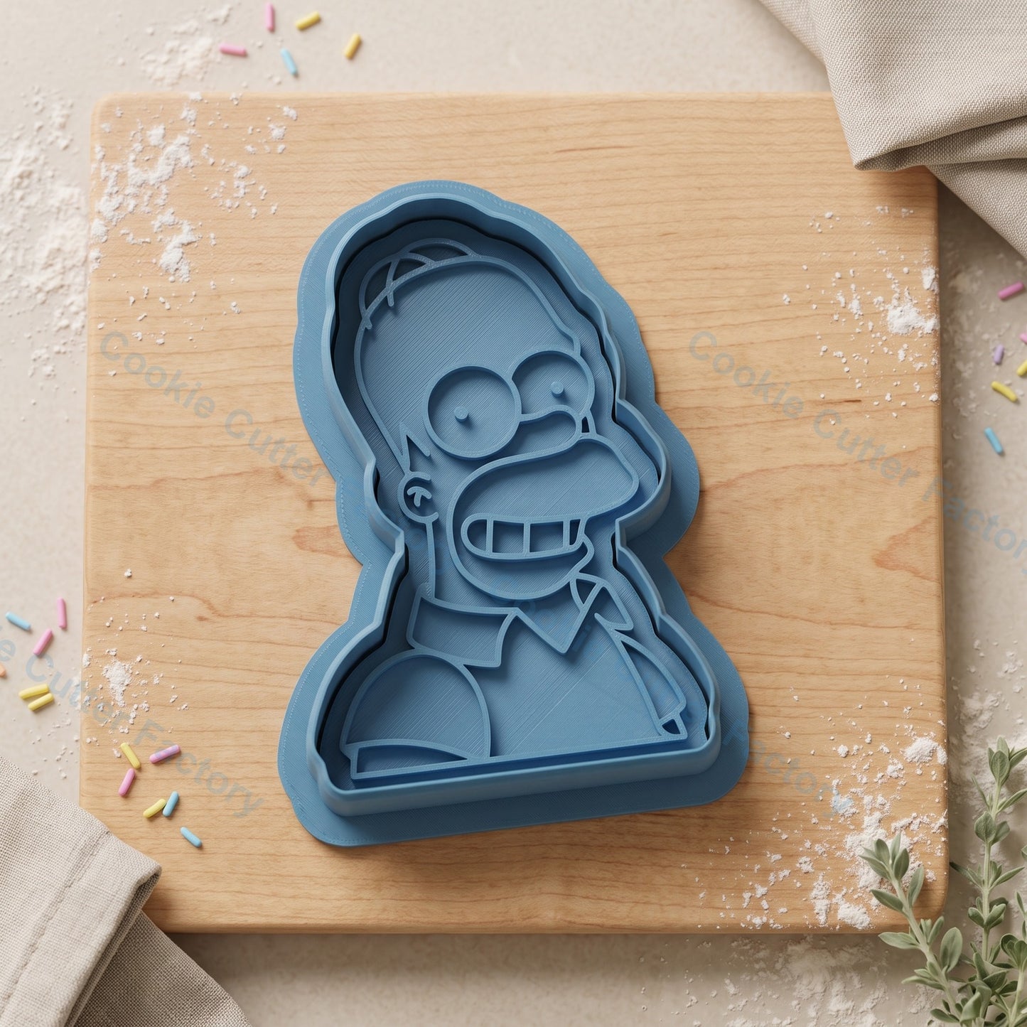 Homer Cartoon Dad Face Cookie Cutter and Embosser Stamp - Father's Day Party Cookies
