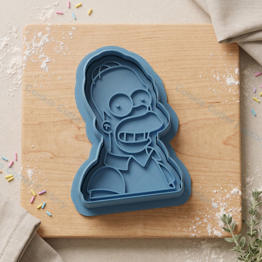 Homer Cartoon Dad Face Cookie Cutter and Embosser Stamp - Father's Day Party Cookies