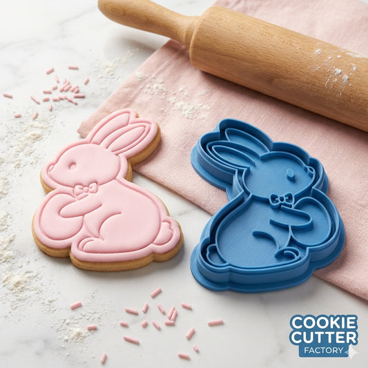 Easter Bunny with Egg Cookie Cutter and Embosser Set – Holiday Collection
