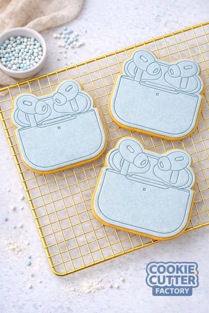 Wireless Earbuds and Charging Case Cookie Cutter and Embosser Set – Tech Lover Baking Tool