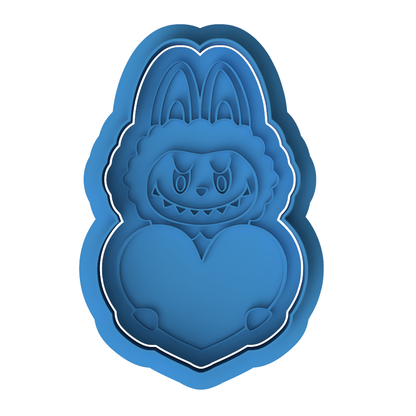 Labubu Holding Heart Cookie Cutter and Embosser Stamp , The Monsters, Art Toy, Valentine's Day