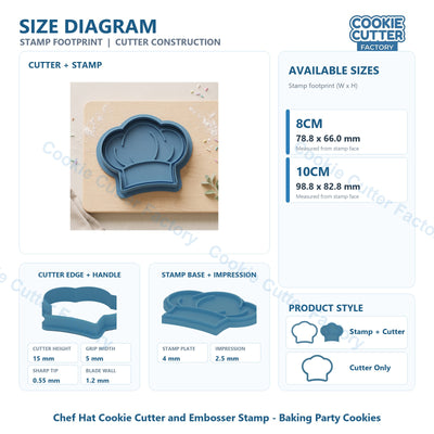 Chef Hat Cookie Cutter and Embosser Stamp - Baking Party Cookies