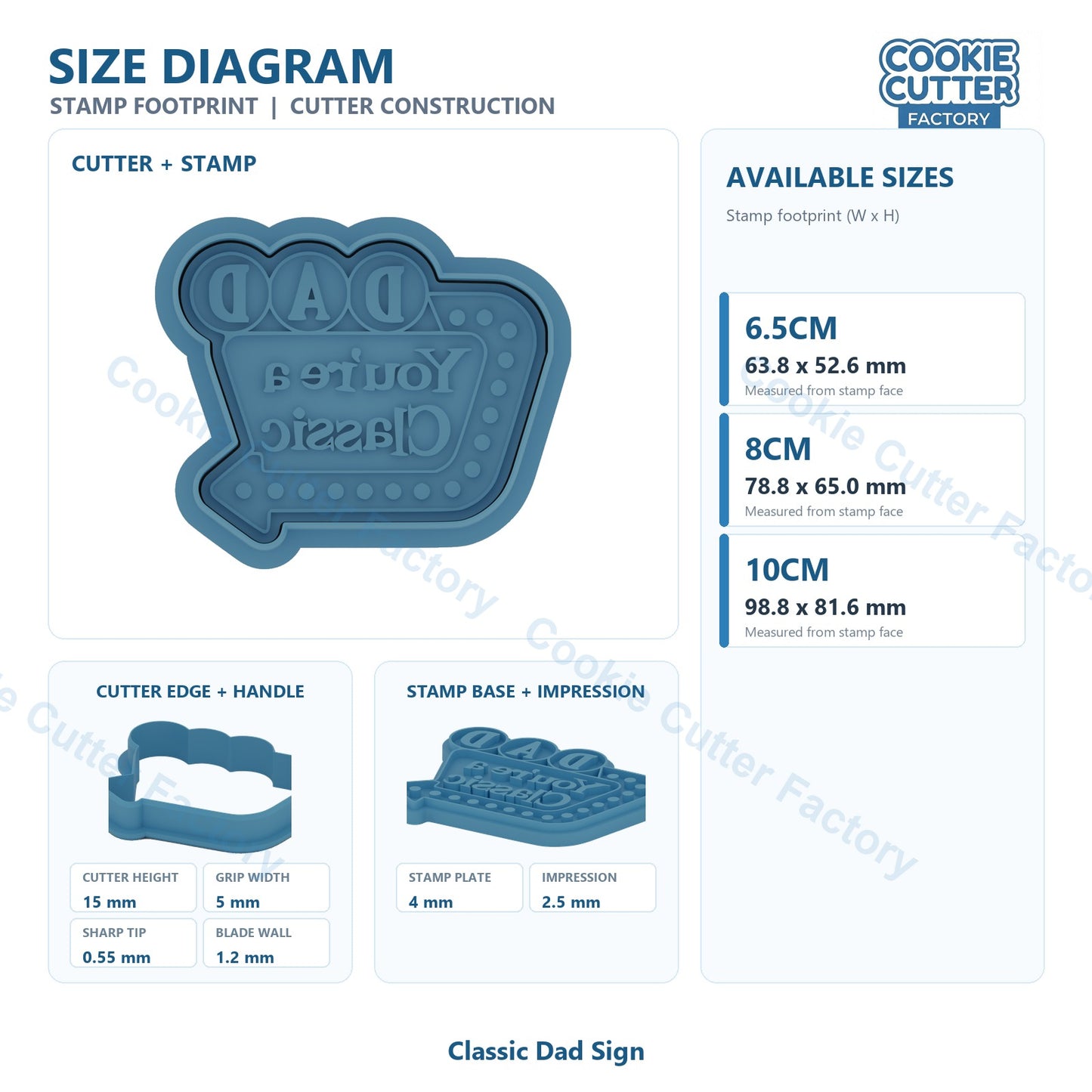 Classic Dad Sign & Vintage Car Cookie Cutter and Stamp Set - Father's Day