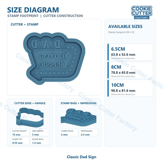 Classic Dad Sign & Vintage Car Cookie Cutter and Stamp Set - Father's Day