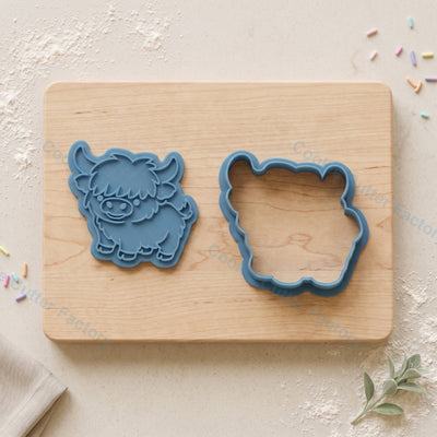 Highland Cow Face Cookie Cutter and Embosser Stamp - Farm Animal Party Cookies