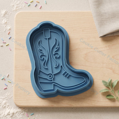 Cowboy Boot Cookie Cutter and Embosser Stamp - Western Party Cookies