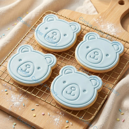 Cute Bear Face Cookie Cutter and Stamp - Animal Baking Tool