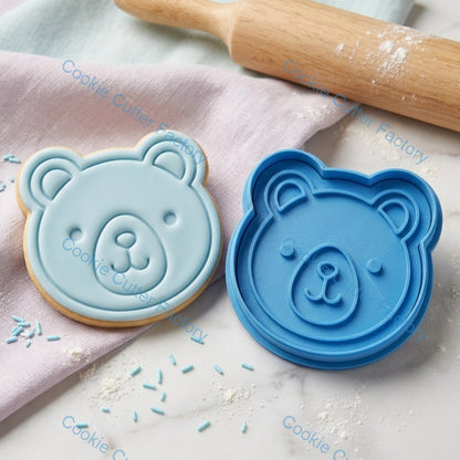 Cute Bear Face Cookie Cutter and Stamp - Animal Baking Tool