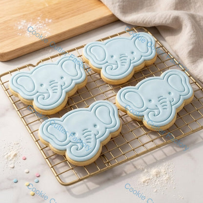 Cute Elephant Face Cookie Cutter and Embosser Stamp - Safari Animal Baking Tool