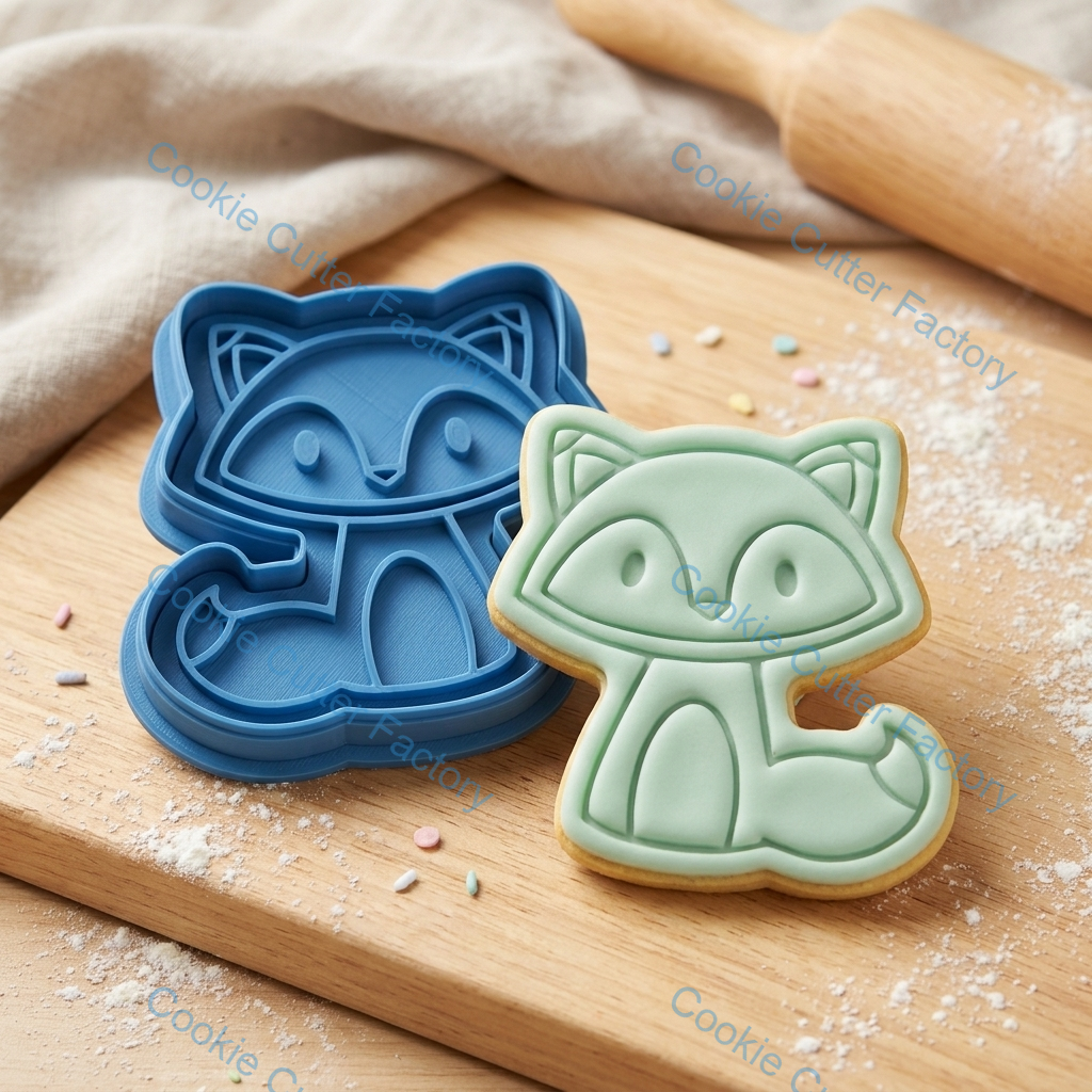 Cute Fox Cookie Cutter and Embosser Stamp - Woodland Animal Baking Tool