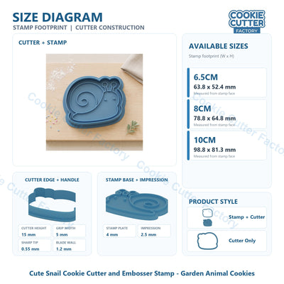 Cute Snail Cookie Cutter and Embosser Stamp - Garden Animal Cookies