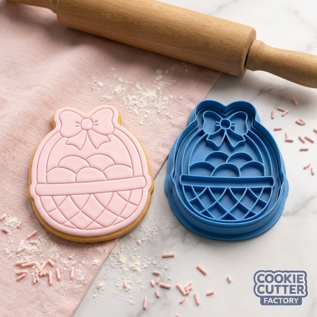Easter Egg Basket with Bow Cookie Cutter and Embosser Set – Easter Collection