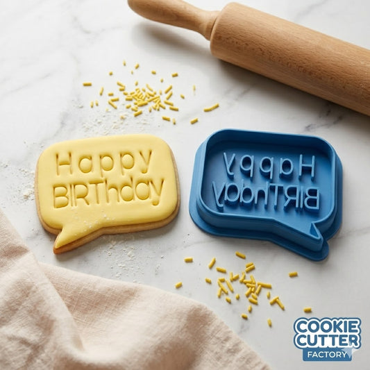 Happy Birthday Speech Bubble Cookie Cutter and Embosser Set