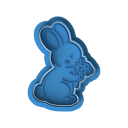 Bunny Holding Flower Cookie Cutter and Embosser Set – Holiday Collection