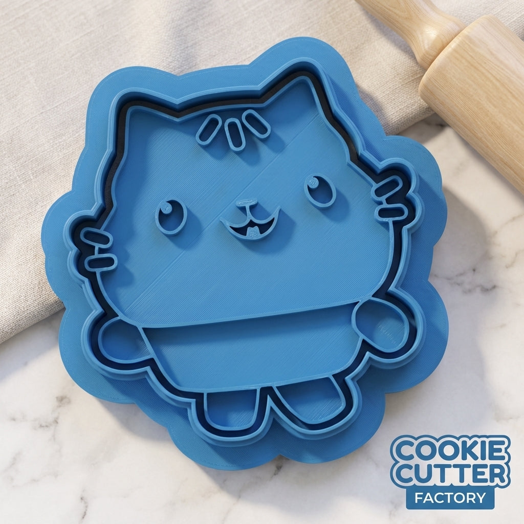 Cat Character Cookie Cutter & Embosser Stamps Set - Animated Adventure Theme  kids tv movie