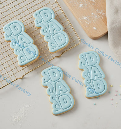 Dad Vertical Flame Text Cookie Cutter and Embosser Stamp - Father's Day