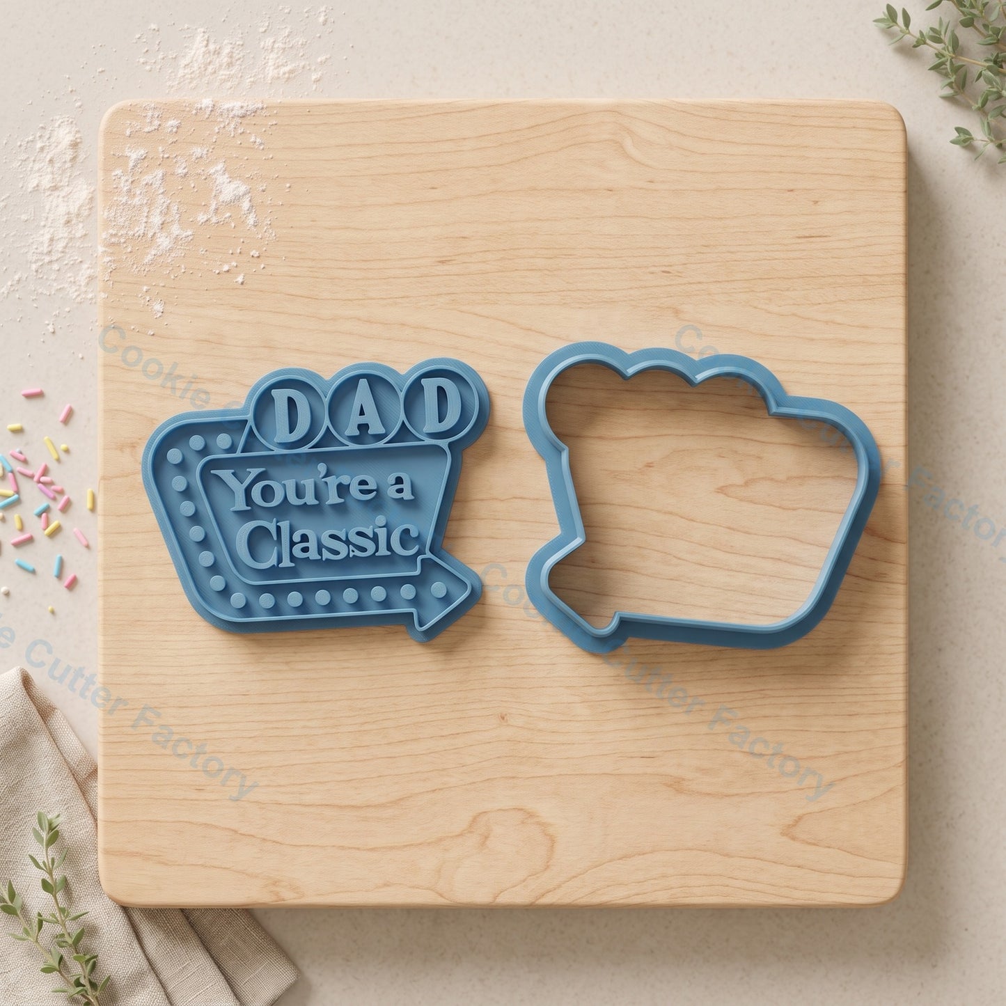 Dad You're a Classic Retro Sign Cookie Cutter and Embosser Stamp - Father's Day