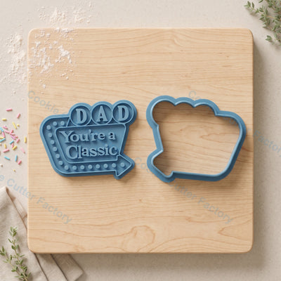 Dad You're a Classic Retro Sign Cookie Cutter and Embosser Stamp - Father's Day