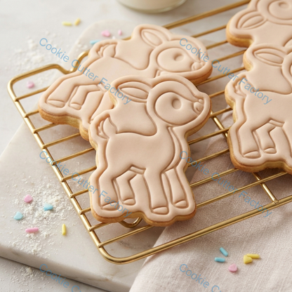 Deer Cookie Cutter and Embosser Stamp - Wildlife Animal Baking Tool
