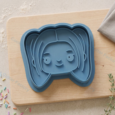 Demon Hunters Mira Chibi Face Cookie Cutter and Embosser Stamp - Anime Character Cookies